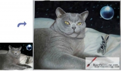 Custom Pet Portrait-Grey cat