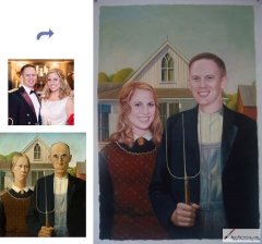 Custom oil portrait-Young husband and wife