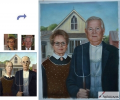 Custom oil portrait-Gothic husband and wife