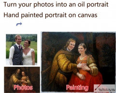 Custom oil portrait-Men and his pregnant wife