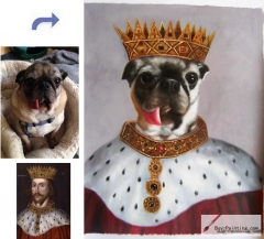 Custom oil portrait-The dog king