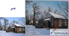 Custom House Portrait-A house in the snow