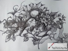 Custom Drawing-Flowers and birds