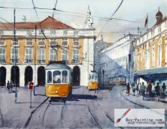 Watercolor painting-Tram