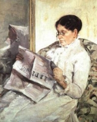 Reading “Le Figaro” by Mary Cassatt (1878)