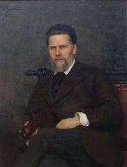 Portrait of Kramskoi by Ilya Repin, 1882.