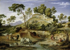 Landscape with Shepherds and Cows and at the Spring